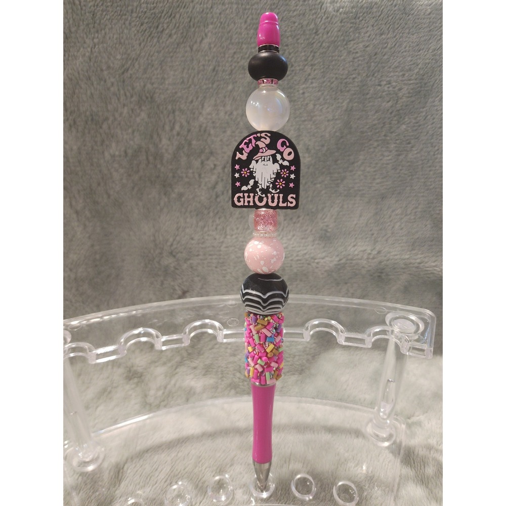 Halloween Beaded Pen Let's Go Ghouls Pink Sprinkle Office Decor